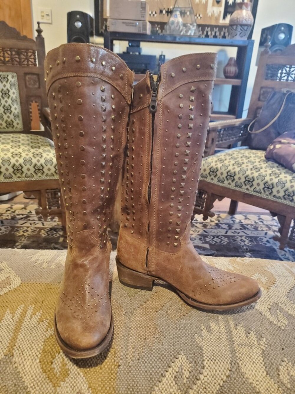 Vintage Western Leather, Studded Boots - image 3